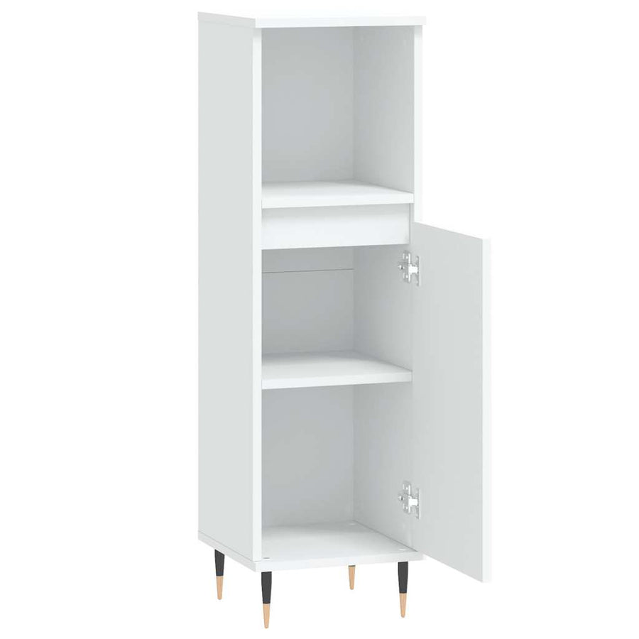 Badkamerkast 30X30X100 Cm Bewerkt Hout Wit
