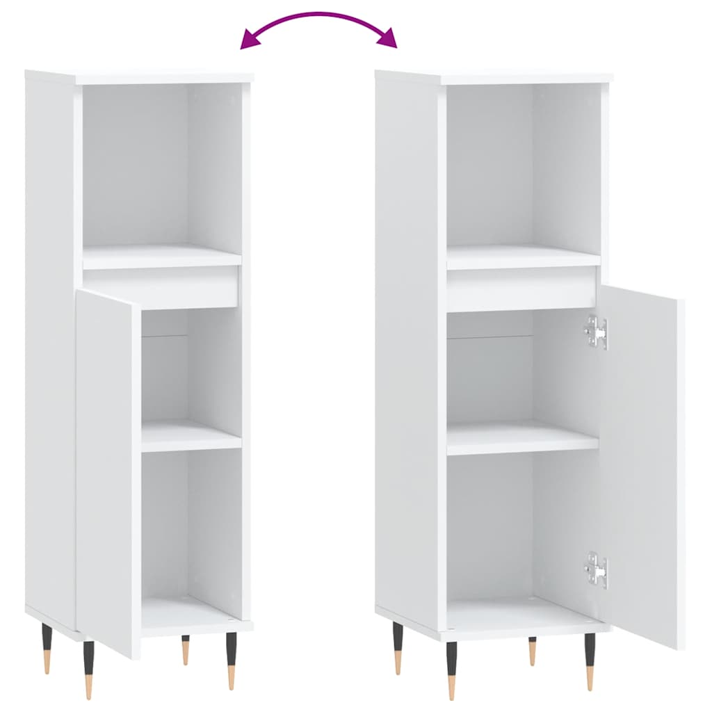 Badkamerkast 30X30X100 Cm Bewerkt Hout Wit