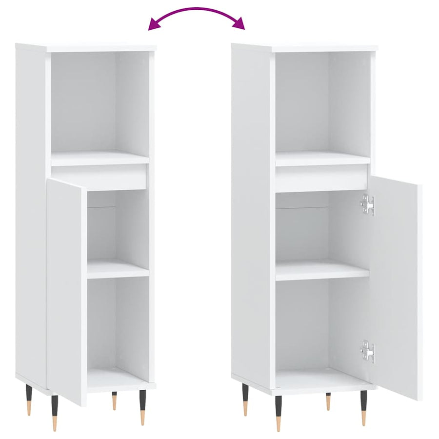 Badkamerkast 30X30X100 Cm Bewerkt Hout Wit