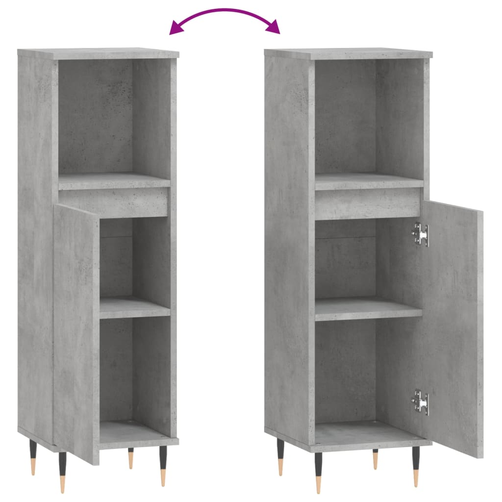 Badkamerkast 30X30X00 Cm Bewerkt Hout Betongrijs