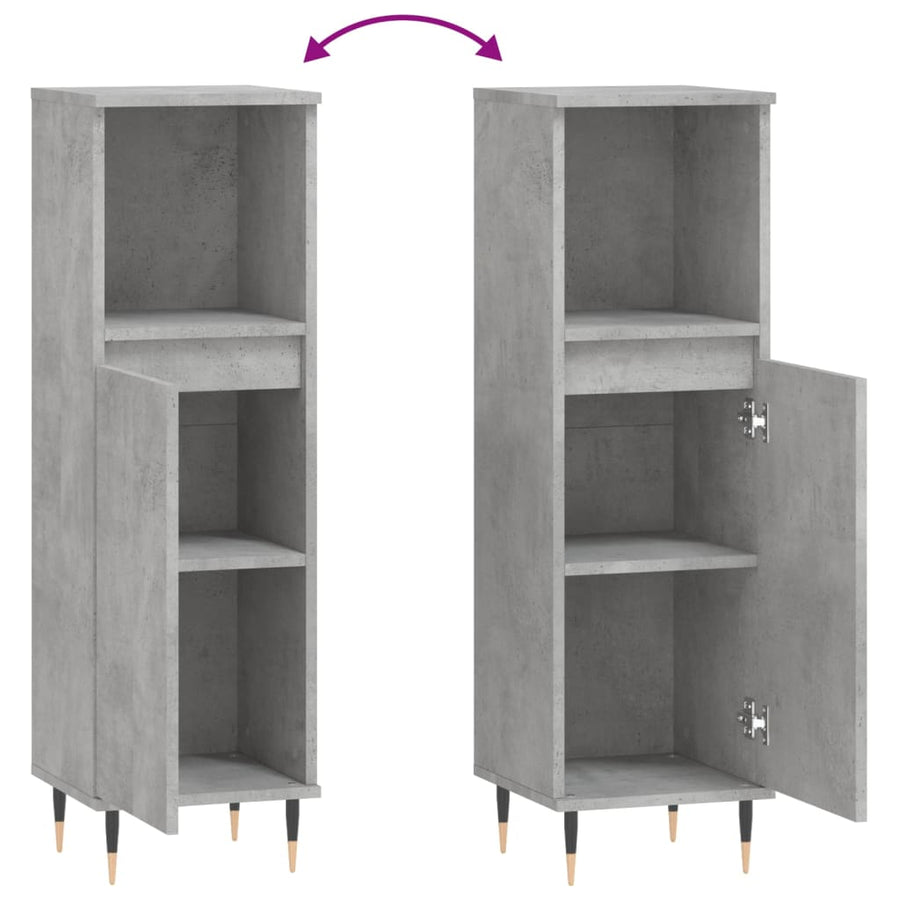 Badkamerkast 30X30X00 Cm Bewerkt Hout Betongrijs