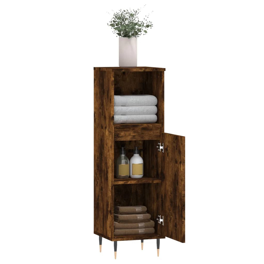 Badkamerkast 30X30X00 Cm Bewerkt Hout Kleurig Gerookt eiken