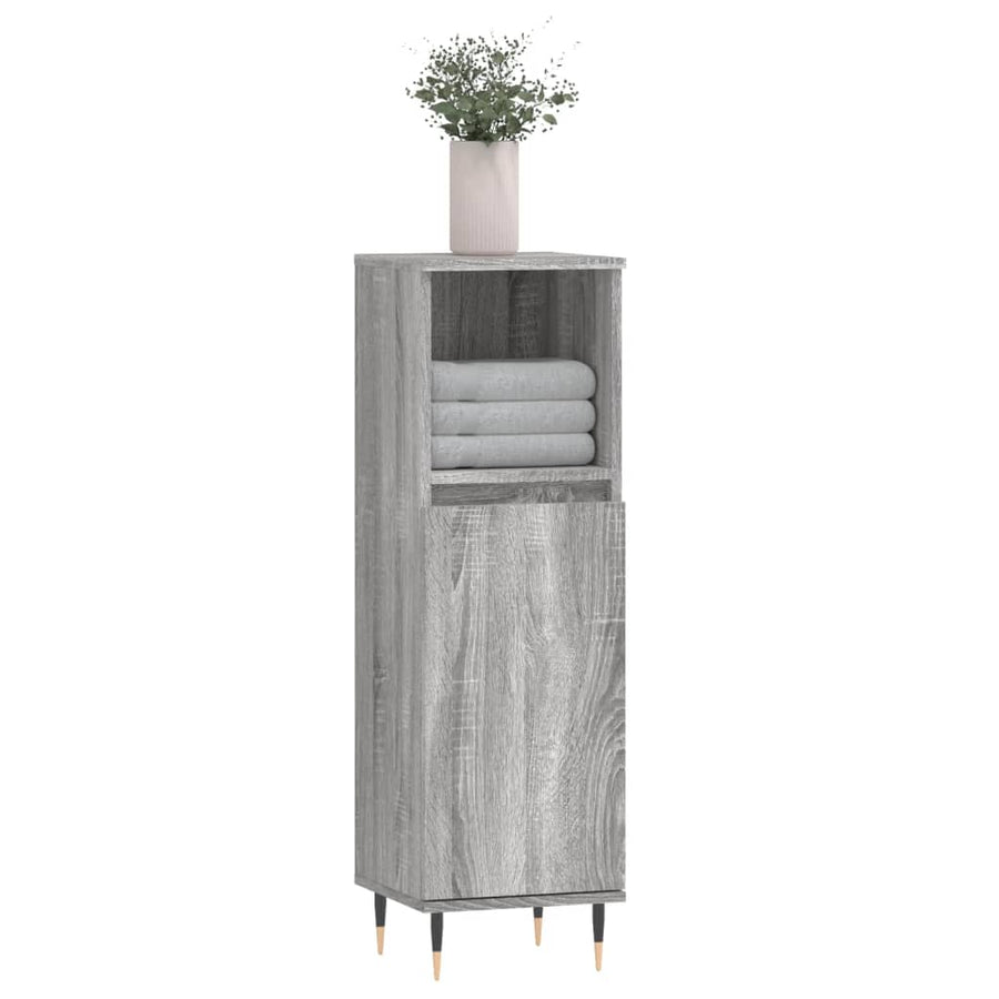 Badkamerkast 30X30X00 Cm Bewerkt Hout Eikenkleur Grijs sonoma