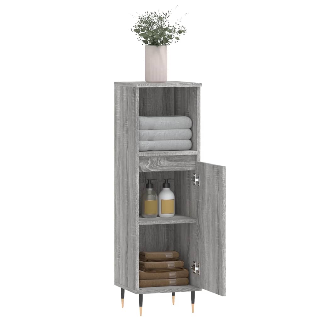 Badkamerkast 30X30X00 Cm Bewerkt Hout Eikenkleur Grijs sonoma