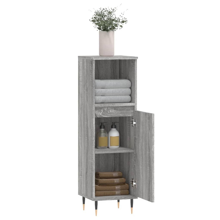 Badkamerkast 30X30X00 Cm Bewerkt Hout Eikenkleur Grijs sonoma