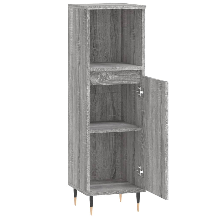 Badkamerkast 30X30X00 Cm Bewerkt Hout Eikenkleur Grijs sonoma