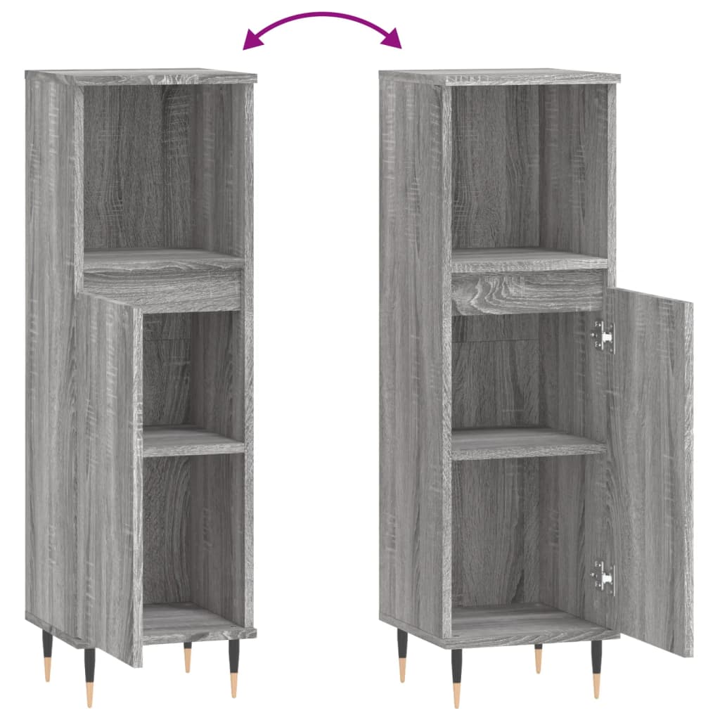Badkamerkast 30X30X00 Cm Bewerkt Hout Eikenkleur Grijs sonoma