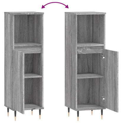 Badkamerkast 30X30X00 Cm Bewerkt Hout Eikenkleur Grijs sonoma