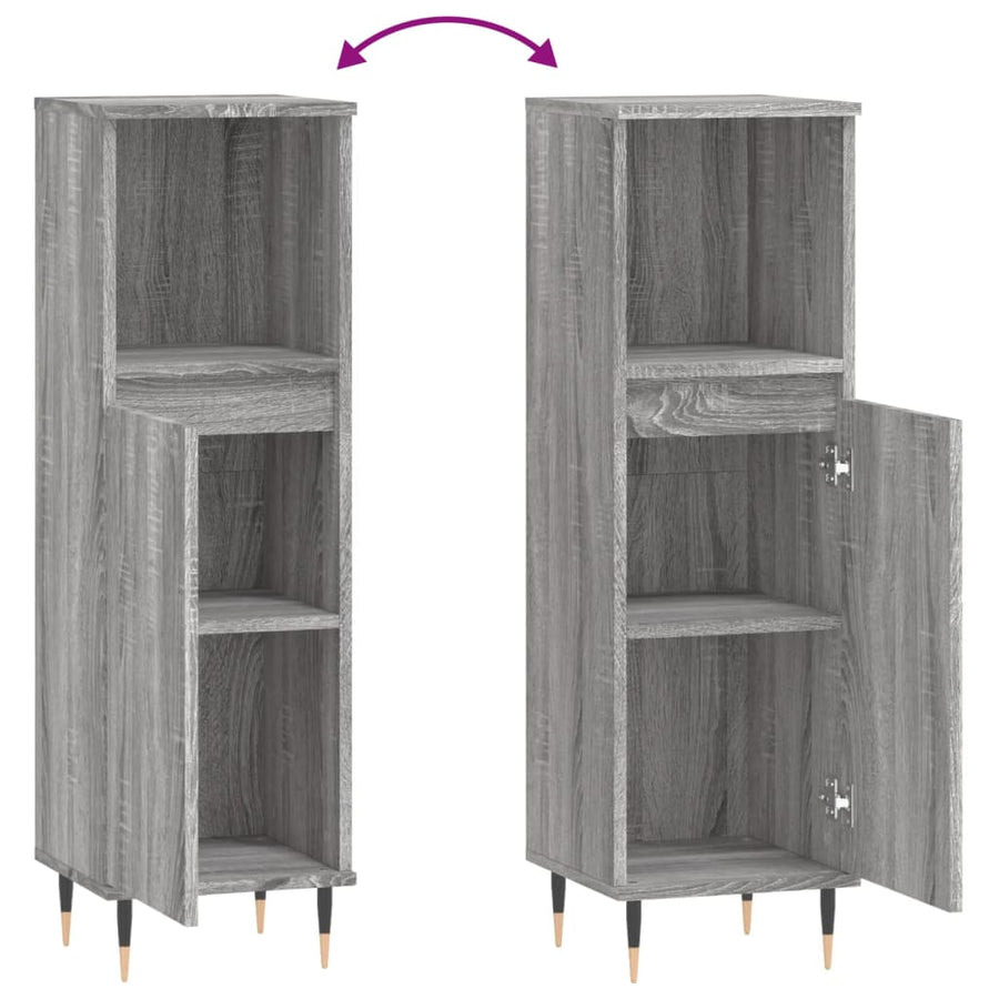 Badkamerkast 30X30X00 Cm Bewerkt Hout Eikenkleur Grijs sonoma