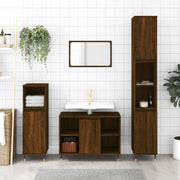 Badkamerkast 30x30x100 cm bewerkt hout bruin
