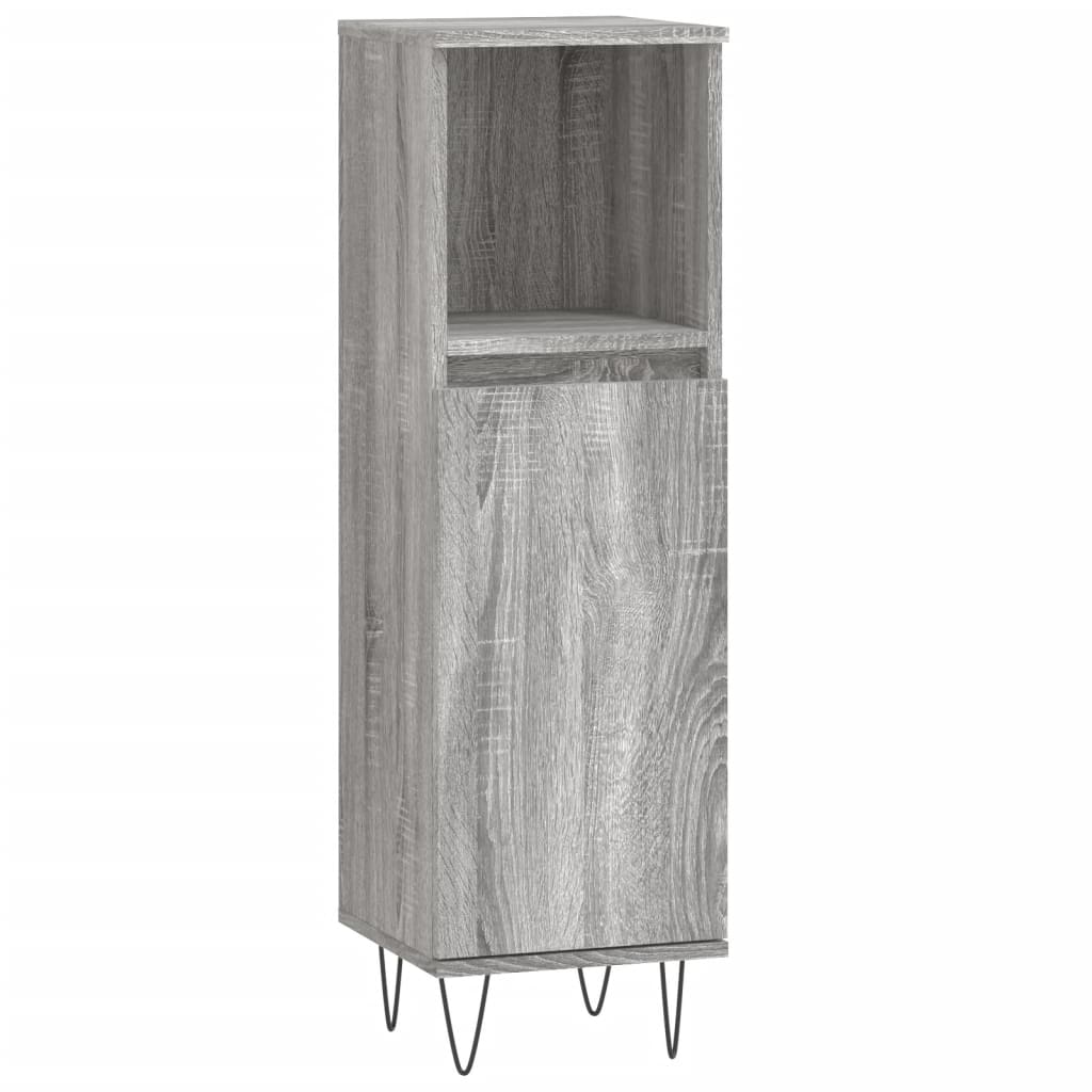 Badkamerkast 30X30X00 Cm Bewerkt Hout Eikenkleur Grijs sonoma
