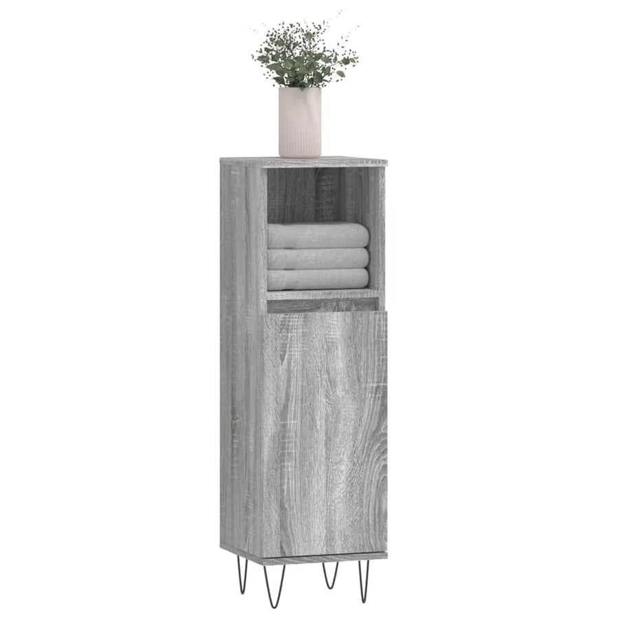 Badkamerkast 30X30X00 Cm Bewerkt Hout Eikenkleur Grijs sonoma