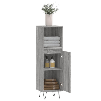 Badkamerkast 30X30X00 Cm Bewerkt Hout Eikenkleur Grijs sonoma