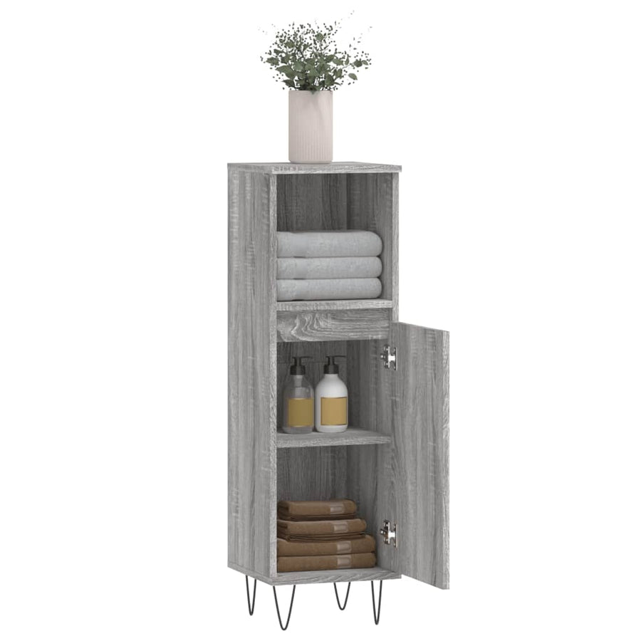 Badkamerkast 30X30X00 Cm Bewerkt Hout Eikenkleur Grijs sonoma