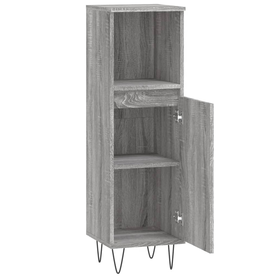 Badkamerkast 30X30X00 Cm Bewerkt Hout Eikenkleur Grijs sonoma