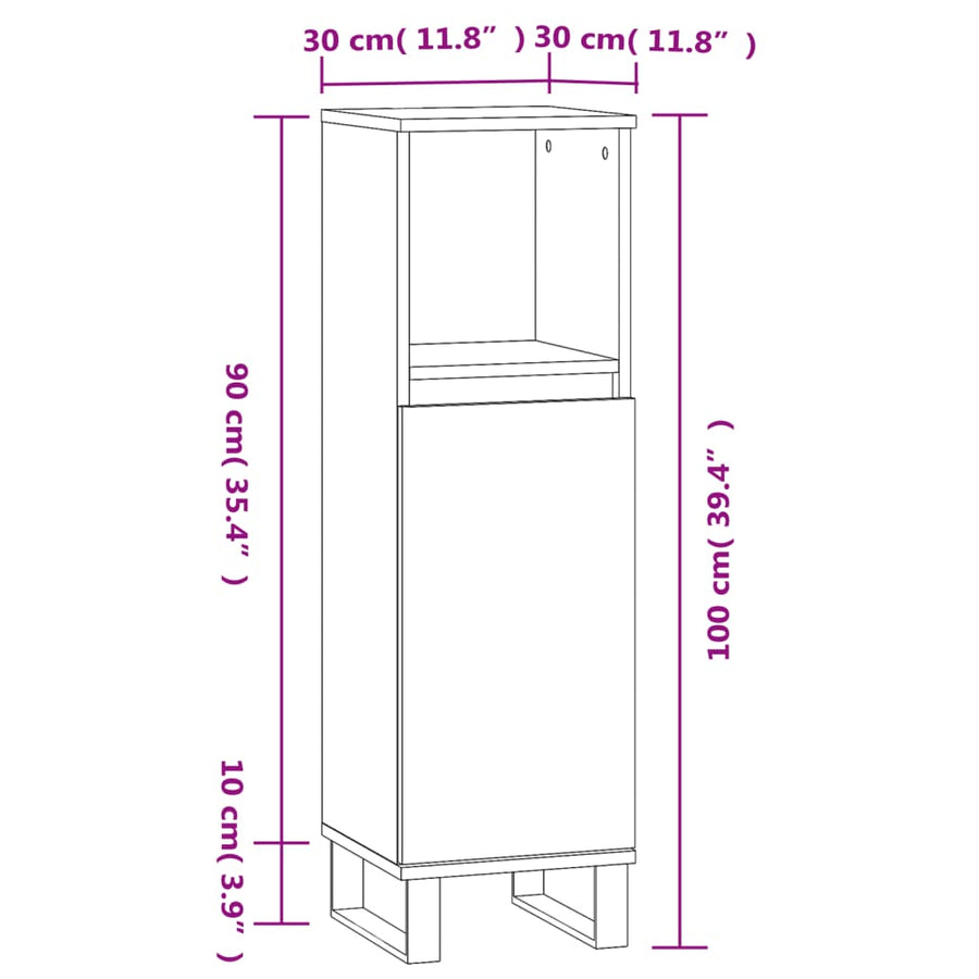 Badkamerkast 30X30X00 Cm Bewerkt Hout Kleurig Gerookt eiken