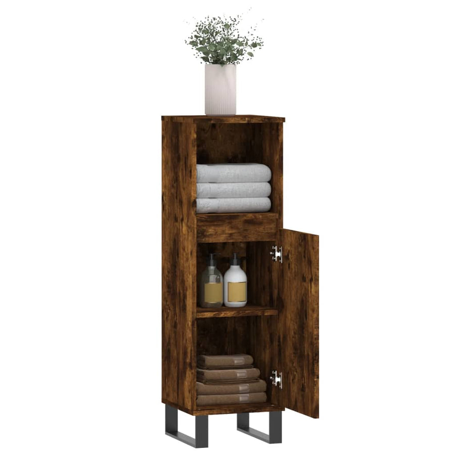 Badkamerkast 30X30X00 Cm Bewerkt Hout Kleurig Gerookt eiken