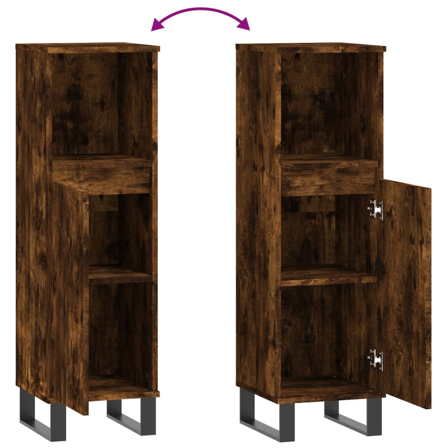 Badkamerkast 30X30X00 Cm Bewerkt Hout Kleurig Gerookt eiken