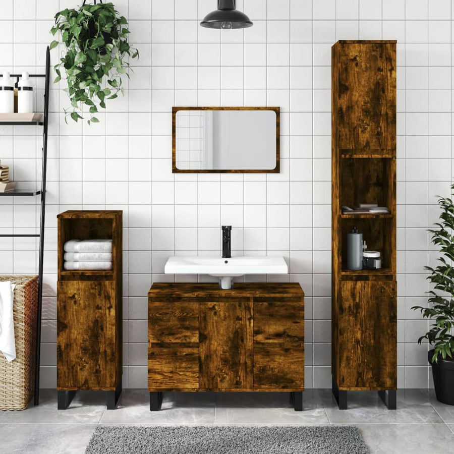 Badkamerkast 30X30X00 Cm Bewerkt Hout Kleurig Gerookt eiken