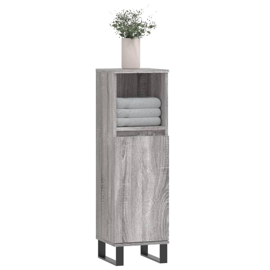 Badkamerkast 30X30X00 Cm Bewerkt Hout Eikenkleur Grijs sonoma