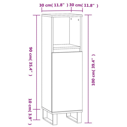 Badkamerkast 30X30X00 Cm Bewerkt Hout Eikenkleur Grijs sonoma