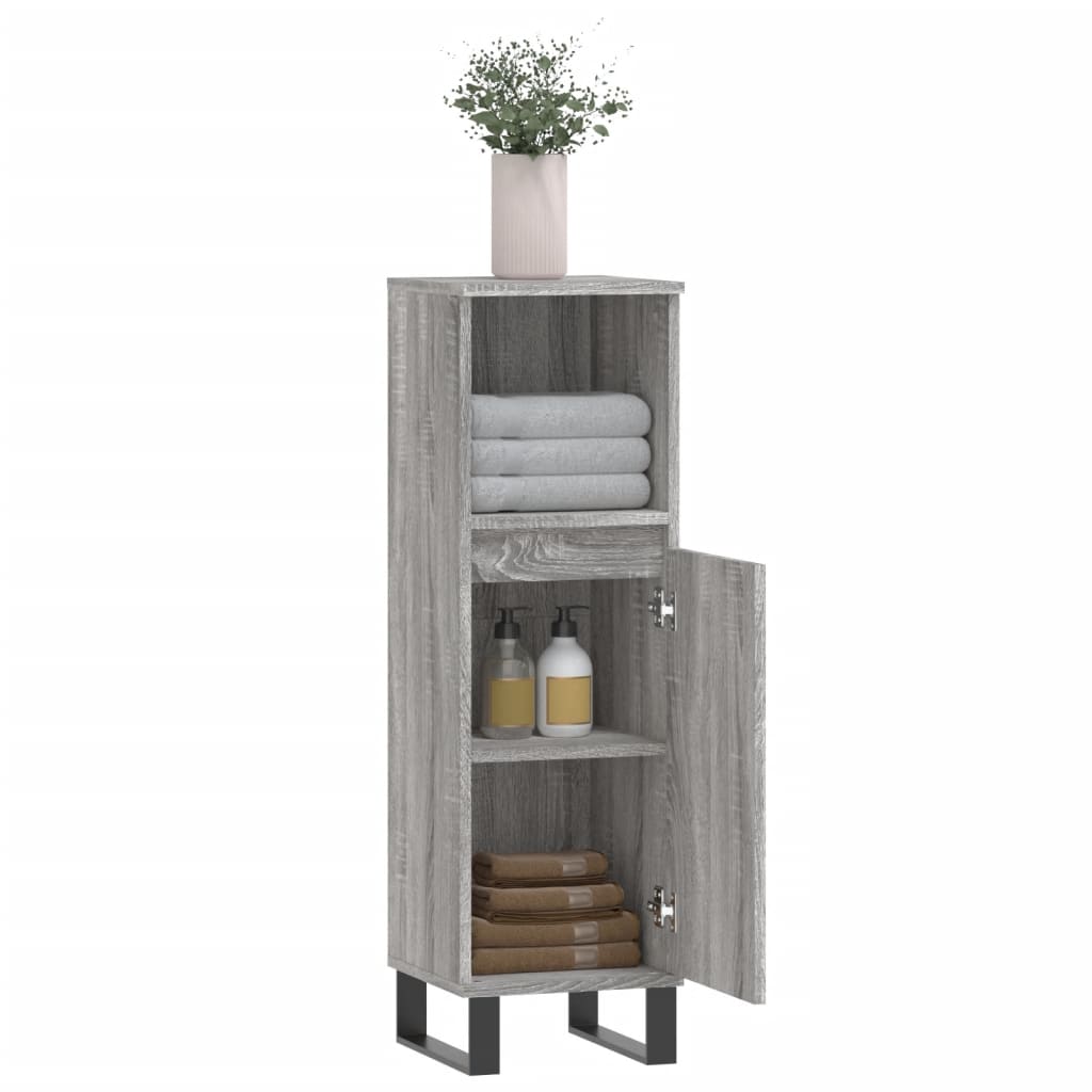 Badkamerkast 30X30X00 Cm Bewerkt Hout Eikenkleur Grijs sonoma