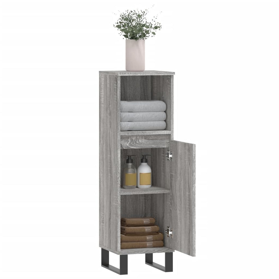 Badkamerkast 30X30X00 Cm Bewerkt Hout Eikenkleur Grijs sonoma