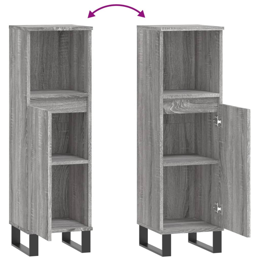 Badkamerkast 30X30X00 Cm Bewerkt Hout Eikenkleur Grijs sonoma
