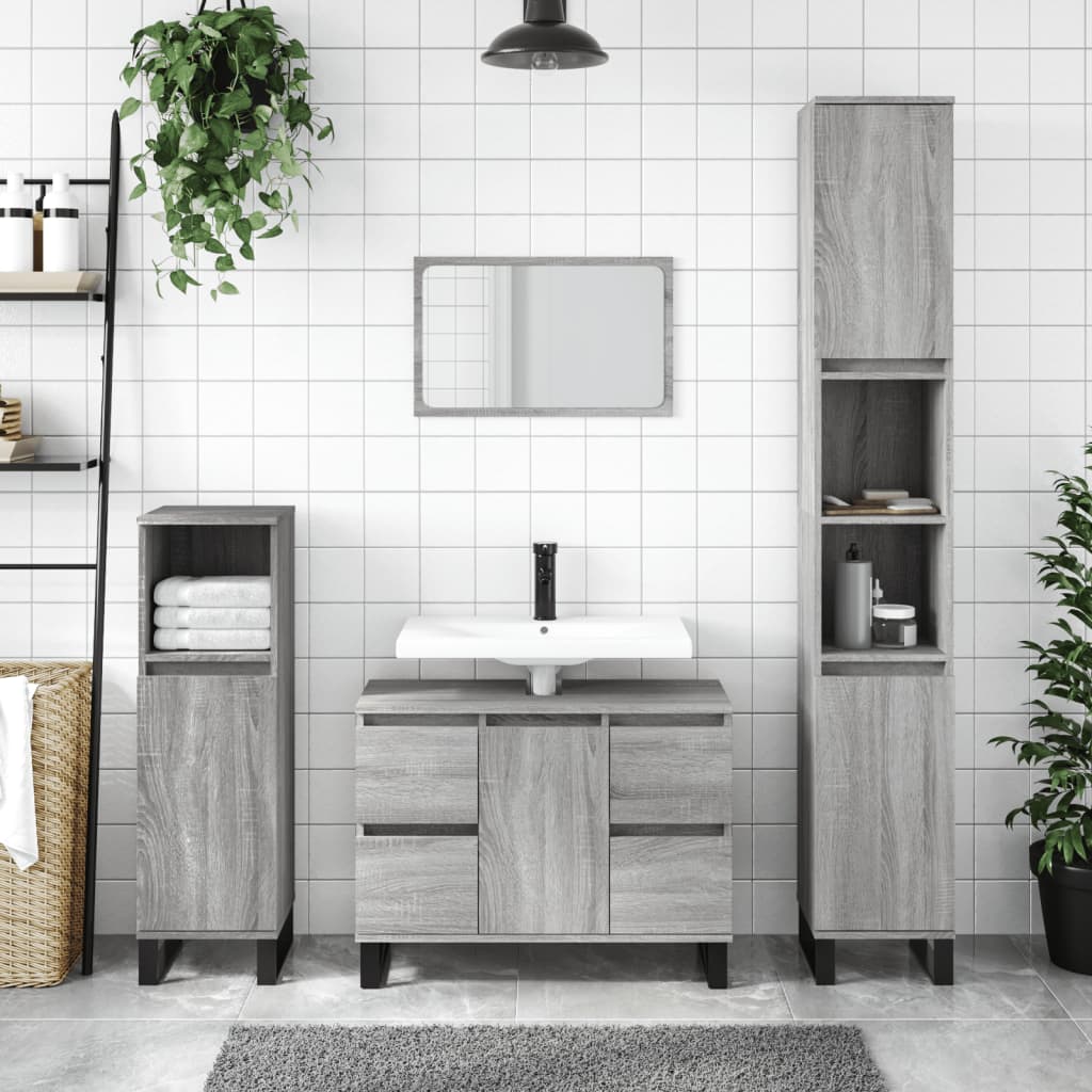 Badkamerkast 30X30X00 Cm Bewerkt Hout Eikenkleur Grijs sonoma