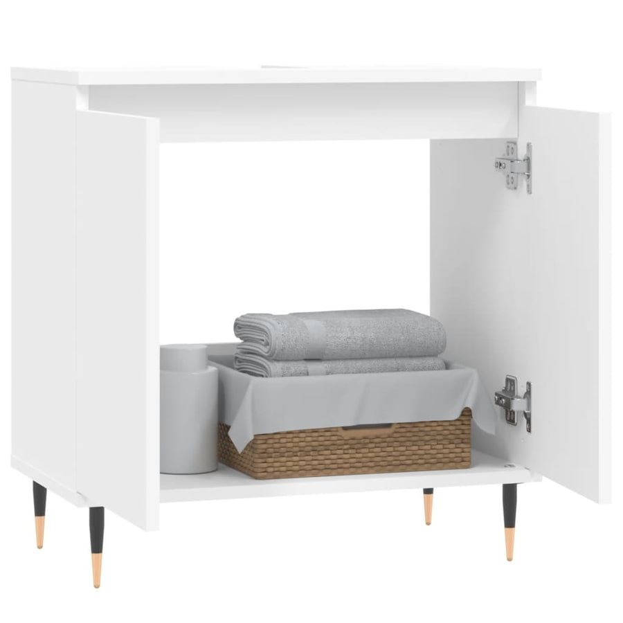 Badkamerkast 58X33X60 Cm Bewerkt Hout Wit