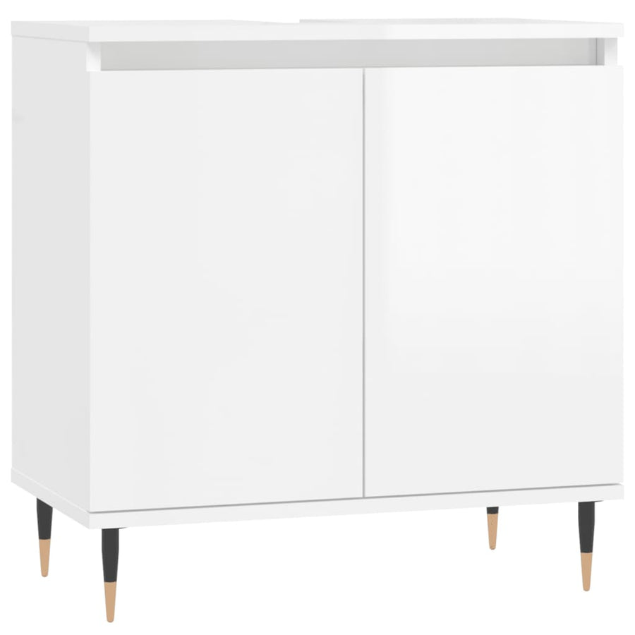 Badkamerkast 58X33X60 Cm Bewerkt Hout Hoogglans wit