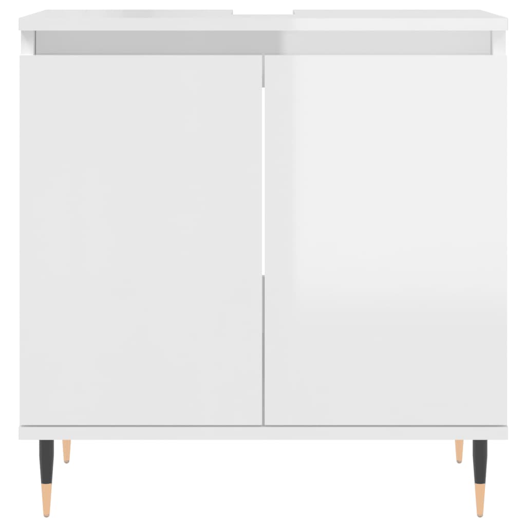 Badkamerkast 58X33X60 Cm Bewerkt Hout Hoogglans wit