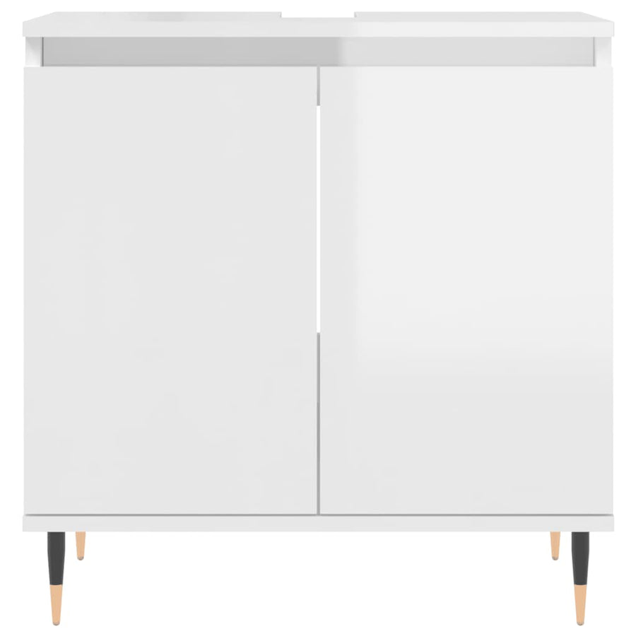 Badkamerkast 58X33X60 Cm Bewerkt Hout Hoogglans wit