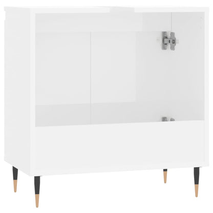 Badkamerkast 58X33X60 Cm Bewerkt Hout Hoogglans wit