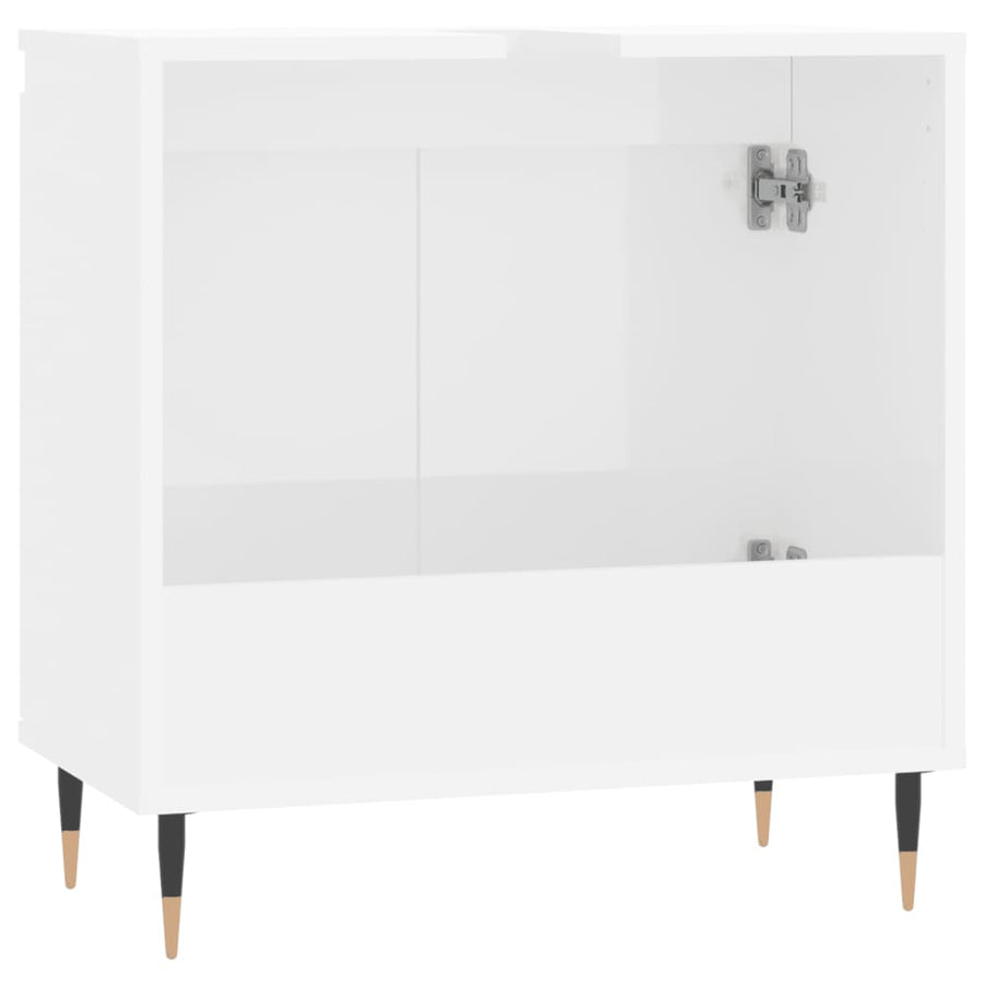 Badkamerkast 58X33X60 Cm Bewerkt Hout Hoogglans wit