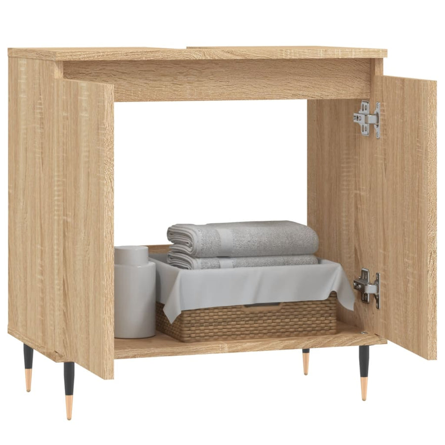 Badkamerkast 58X33X60 Cm Bewerkt Hout Kleurig Sonoma eiken