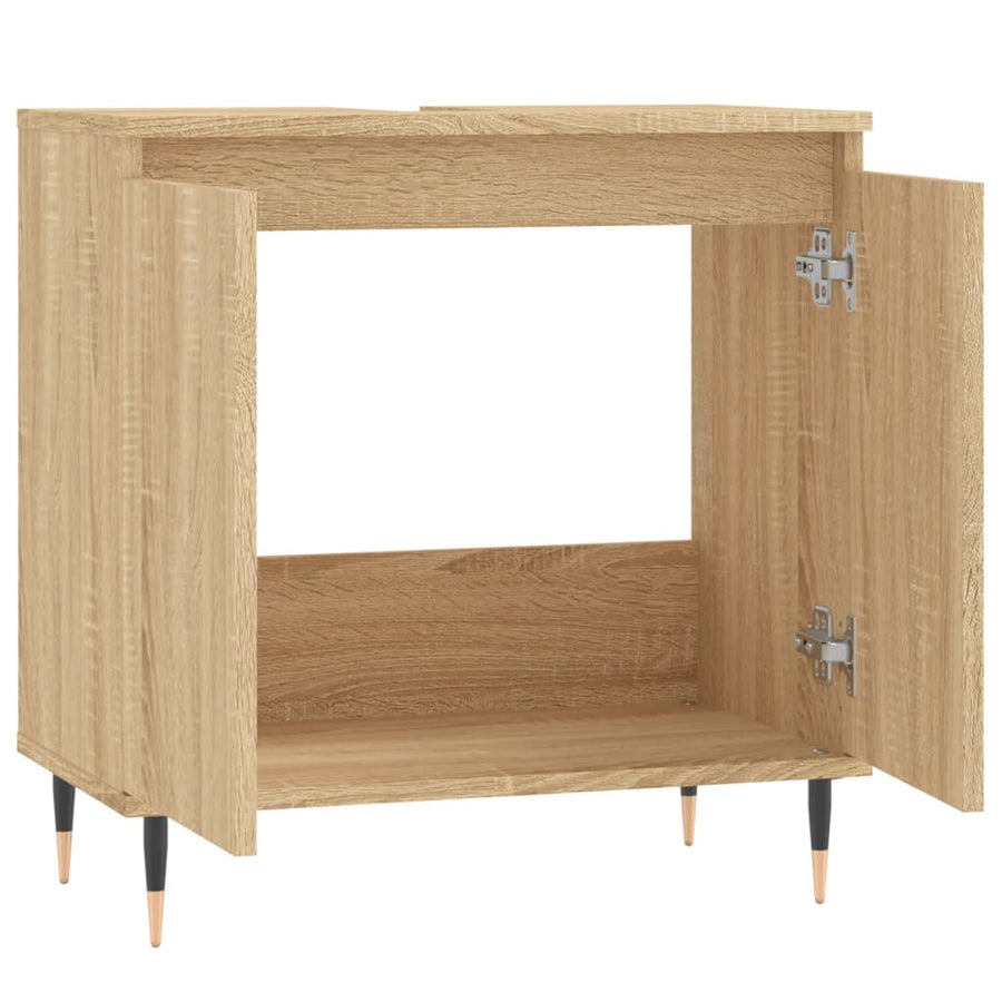 Badkamerkast 58X33X60 Cm Bewerkt Hout Kleurig Sonoma eiken