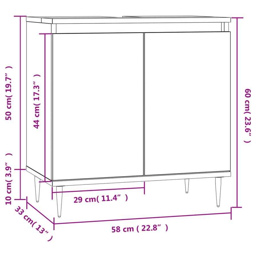 Badkamerkast 58X33X60 Cm Bewerkt Hout Kleurig Sonoma eiken