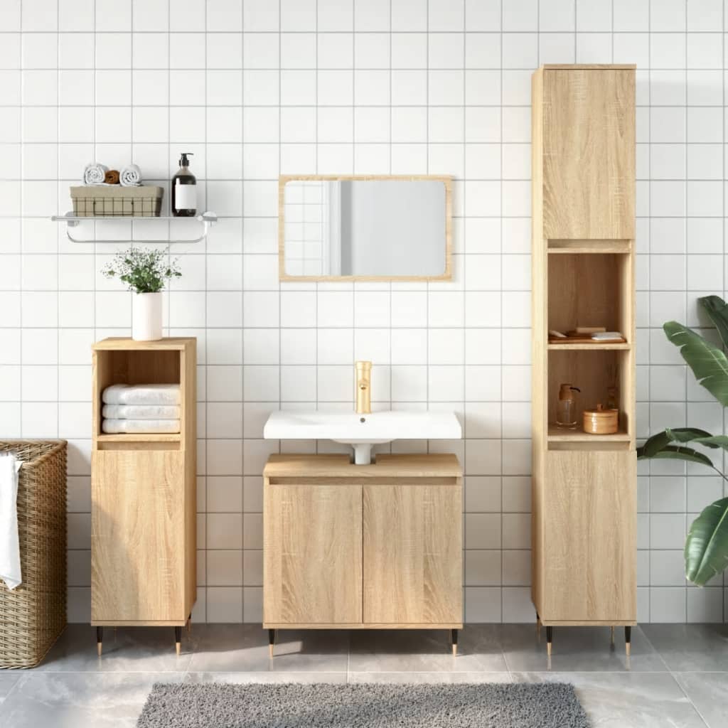 Badkamerkast 58X33X60 Cm Bewerkt Hout Kleurig Sonoma eiken