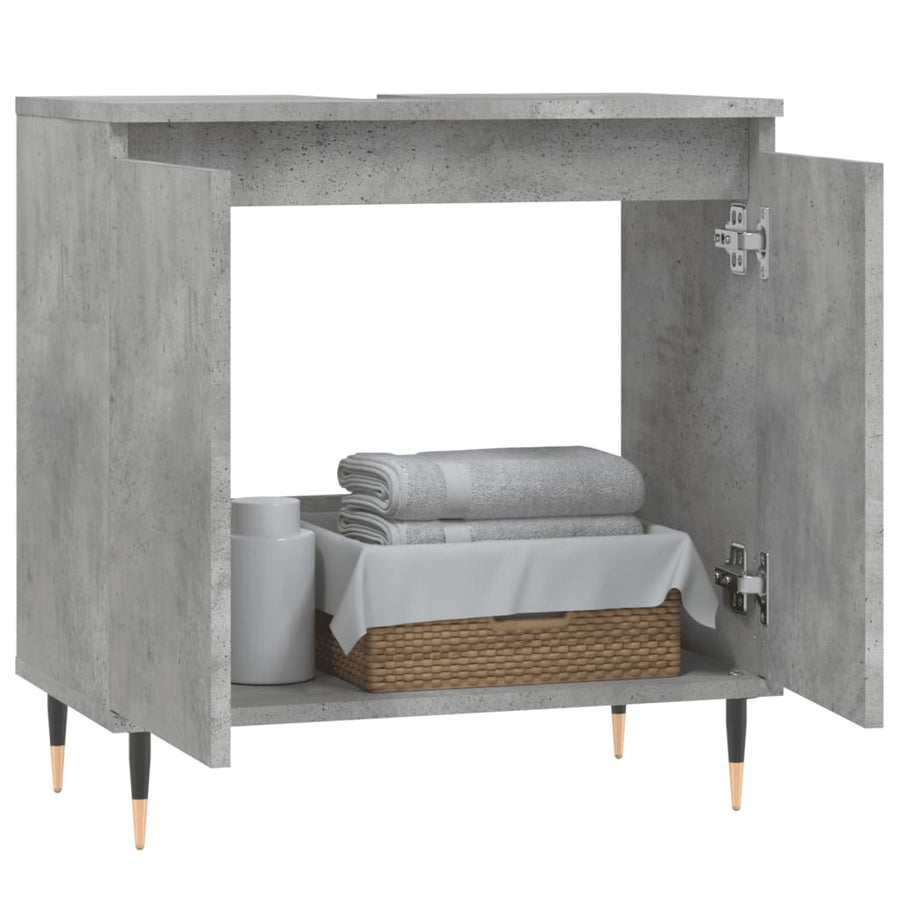 Badkamerkast 58X33X60 Cm Bewerkt Hout Betongrijs