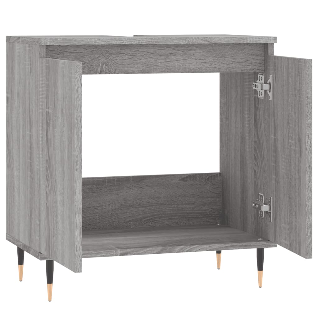 Badkamerkast 58X33X60 Cm Bewerkt Hout Eikenkleurig Grijs sonoma