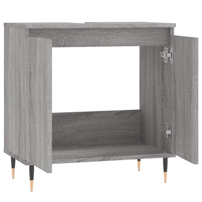 Badkamerkast 58X33X60 Cm Bewerkt Hout Eikenkleurig Grijs sonoma