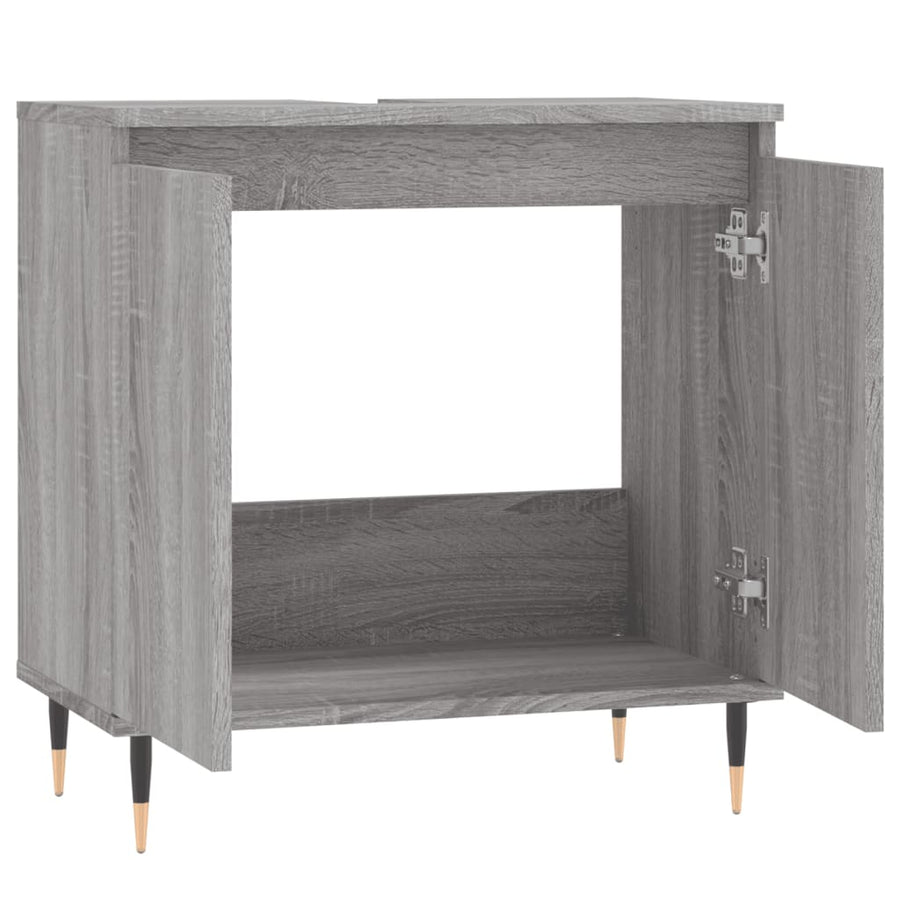 Badkamerkast 58X33X60 Cm Bewerkt Hout Eikenkleurig Grijs sonoma