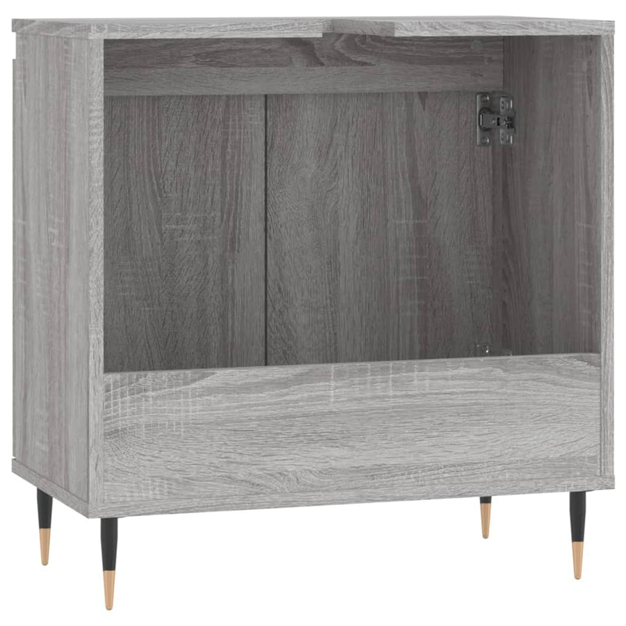 Badkamerkast 58X33X60 Cm Bewerkt Hout Eikenkleurig Grijs sonoma