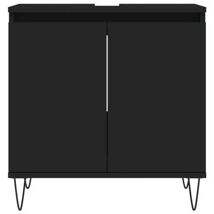 Badkamerkast 58X33X60 Cm Bewerkt Hout Zwart