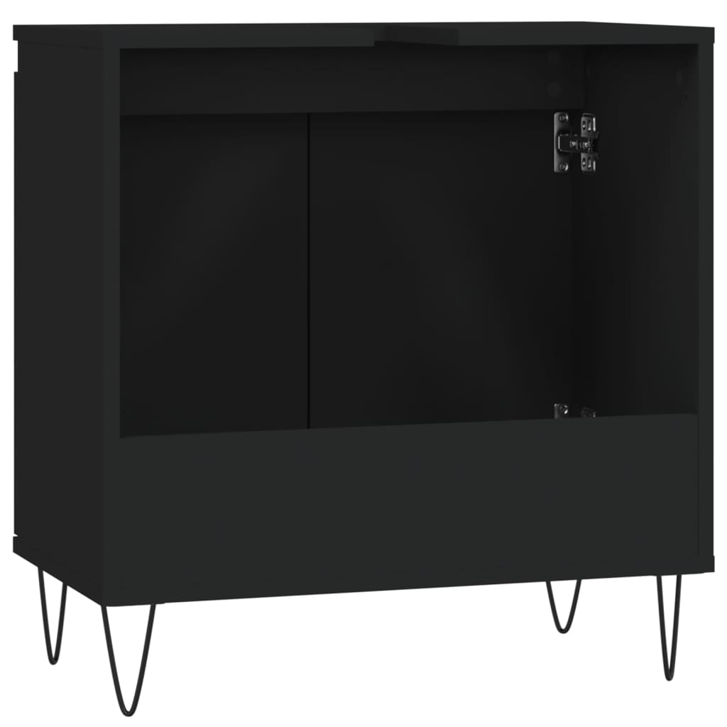 Badkamerkast 58X33X60 Cm Bewerkt Hout Zwart