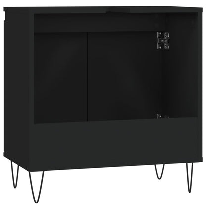 Badkamerkast 58X33X60 Cm Bewerkt Hout Zwart