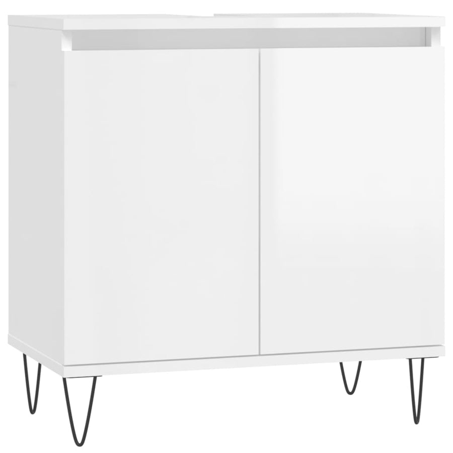 Badkamerkast 58X33X60 Cm Bewerkt Hout Hoogglans wit