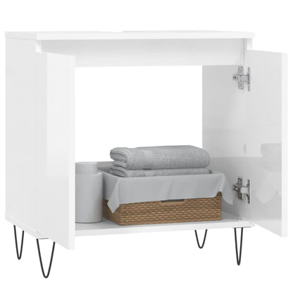 Badkamerkast 58X33X60 Cm Bewerkt Hout Hoogglans wit