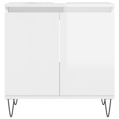 Badkamerkast 58X33X60 Cm Bewerkt Hout Hoogglans wit